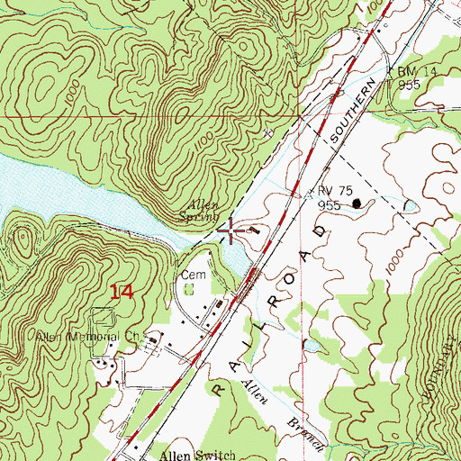Topographic Map of Allen Spring, AL