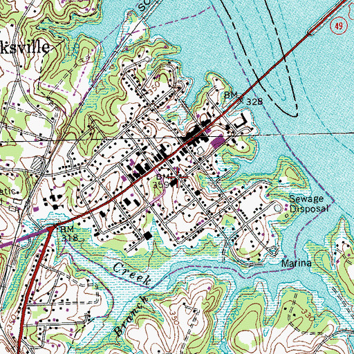 Topographic Map of Clarksville Baptist Church, VA