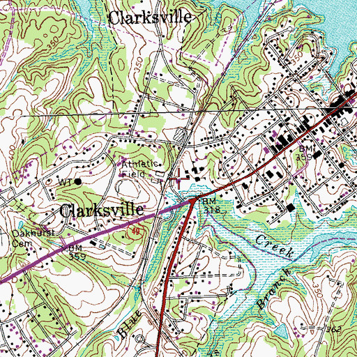 Topographic Map of Clarksville Crossing Shopping Center, VA