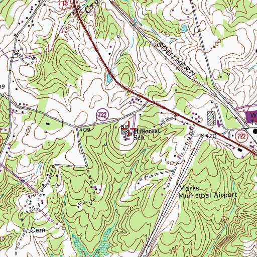 Topographic Map of Clarksville Elementary School, VA