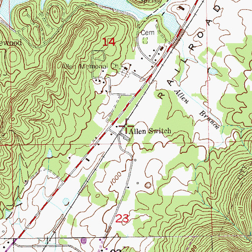 Topographic Map of Allen Switch, AL