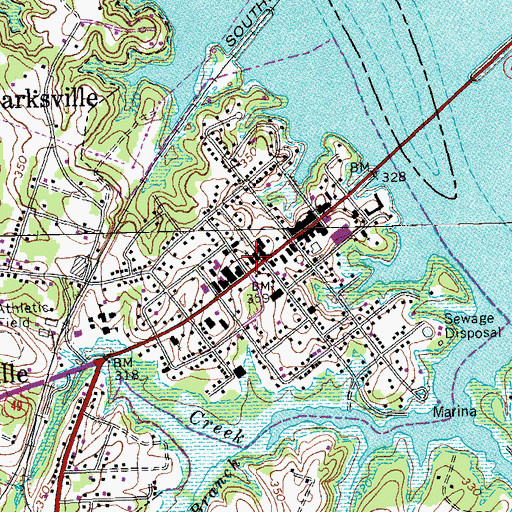 Topographic Map of Clarksville Presbyterian Church, VA