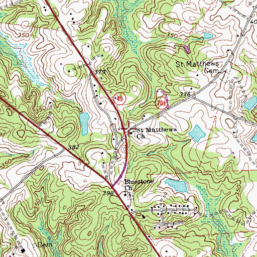Topographic Map of Dortch Store, VA