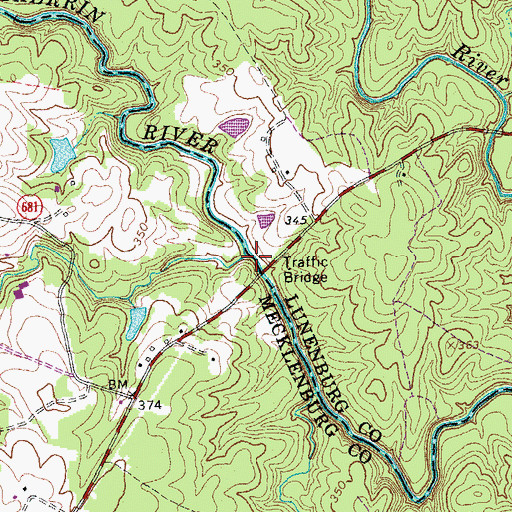 Topographic Map of Dry Creek, VA