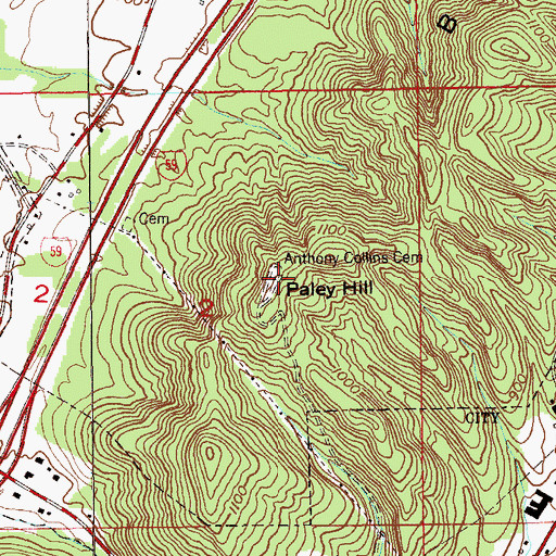 Topographic Map of Anthony Collins Cemetery, AL