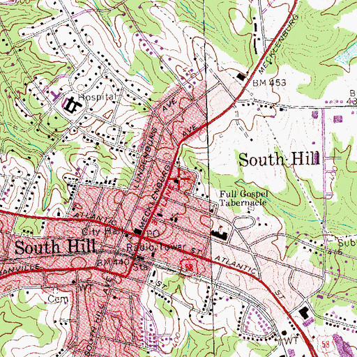 Topographic Map of First Baptist Church, VA