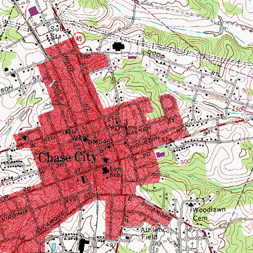 Topographic Map of First Christian Church, VA