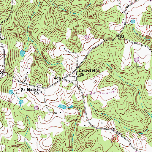 Topographic Map of Gravel Hill Cemetery, VA