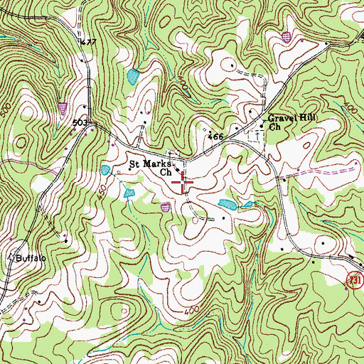 Topographic Map of Gravel Hill School (historical), VA