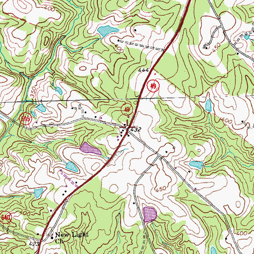 Topographic Map of Hanford Crossroads, VA