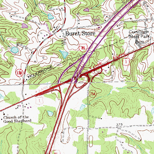 Topographic Map of Interchange 15, VA