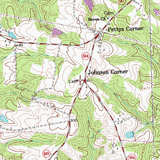 Topographic Map of Johnson Cemetery, VA