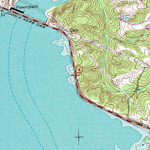 Topographic Map of Kerr Dam Overlook, VA