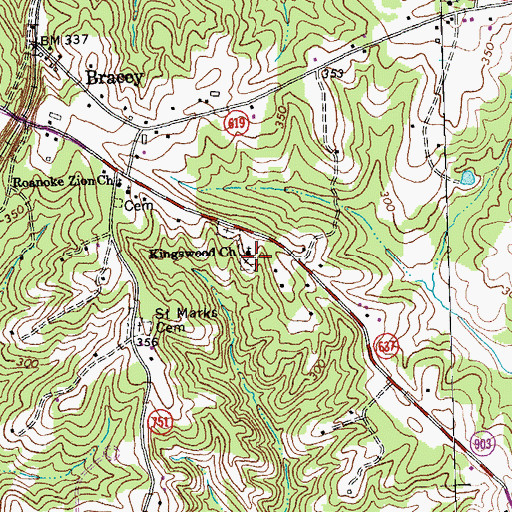Topographic Map of Kingswood Cemetery, VA