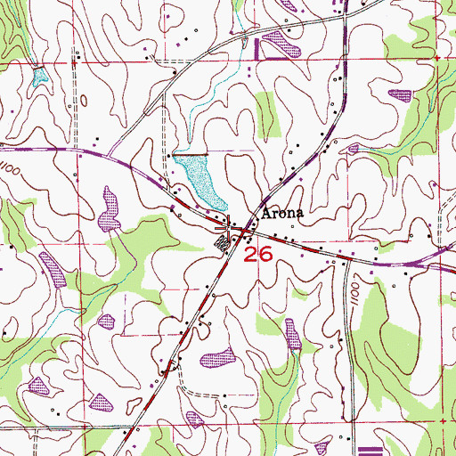 Topographic Map of Arona, AL
