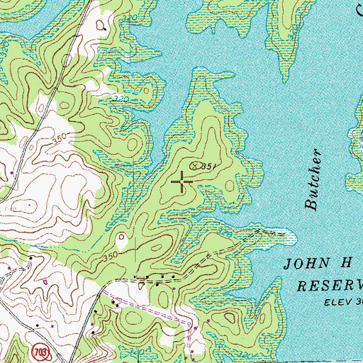 Topographic Map of Lower Butchers Wildlife Management Area, VA
