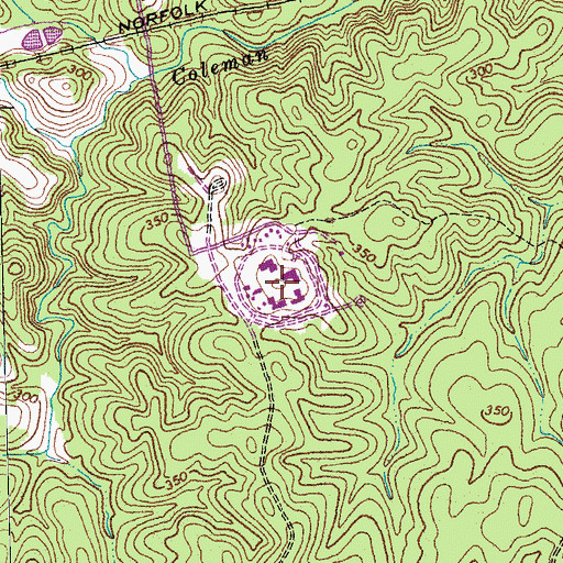 Topographic Map of Mecklenburg Correctional Center (historical), VA