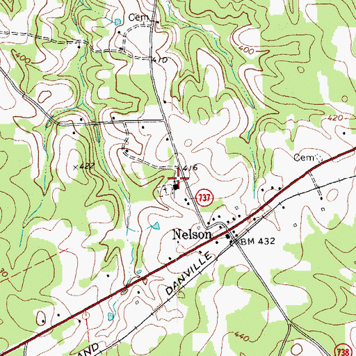 Topographic Map of Nelson Baptist Church, VA