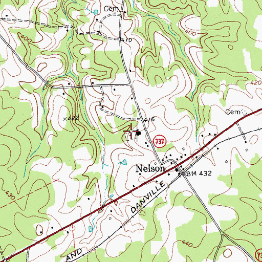 Topographic Map of Nelson Cemetery, VA