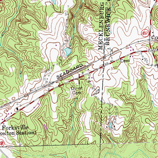Topographic Map of Oliver Church (historical), VA