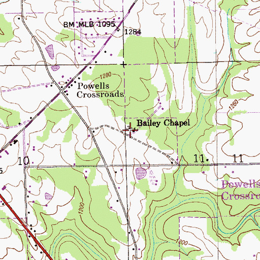 Topographic Map of Bailey Chapel, AL