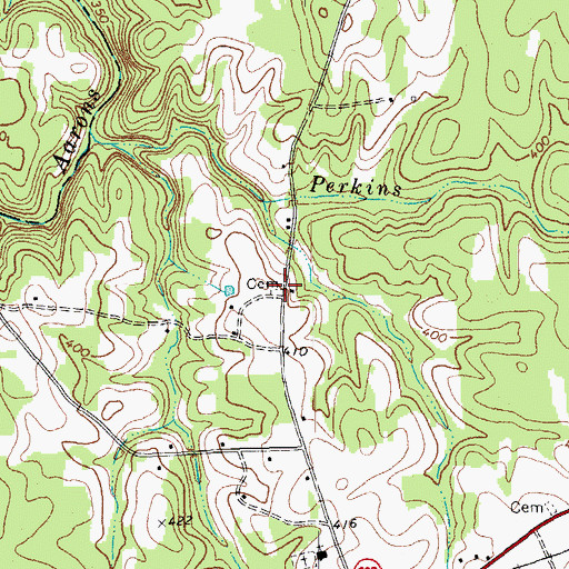 Topographic Map of Puryear Cemetery, VA