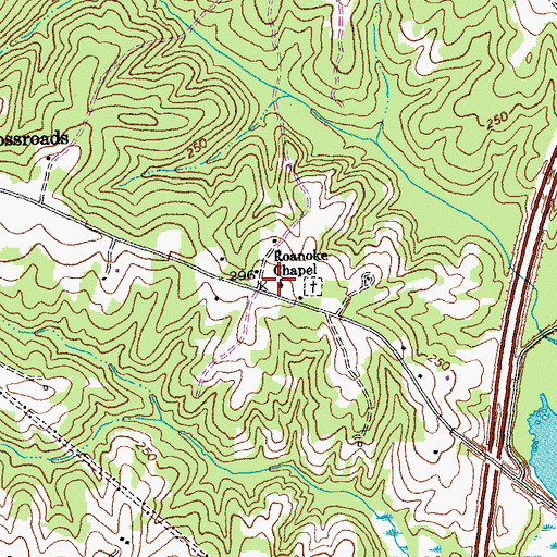 Topographic Map of Roanoke School (historical), VA