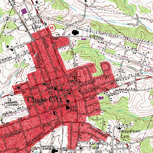 Topographic Map of Saint Johns Episcopal Church, VA