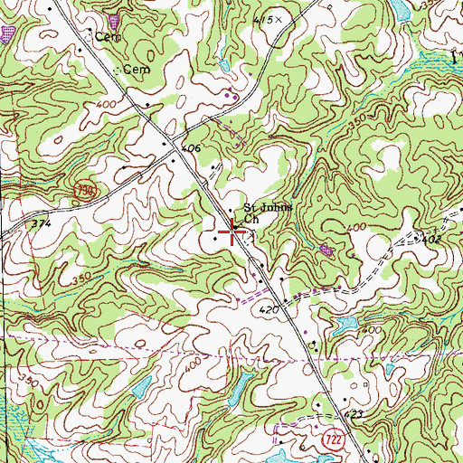 Topographic Map of Saint Johns School (historical), VA