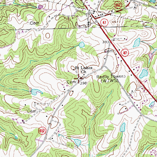 Topographic Map of Saint Lukes Cemetery, VA