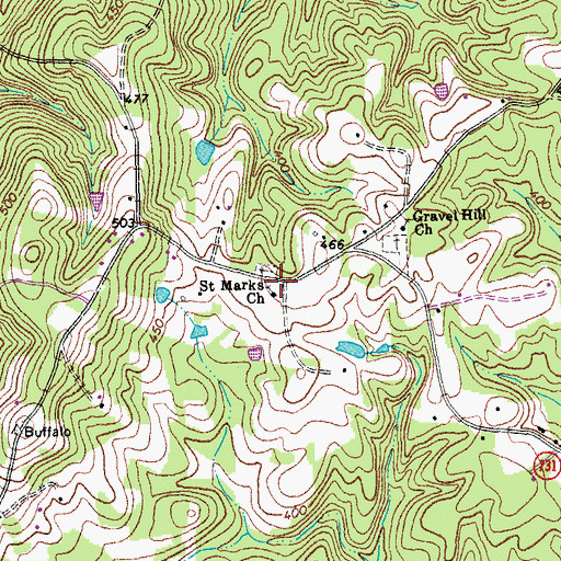 Topographic Map of Saint Marks School (historical), VA