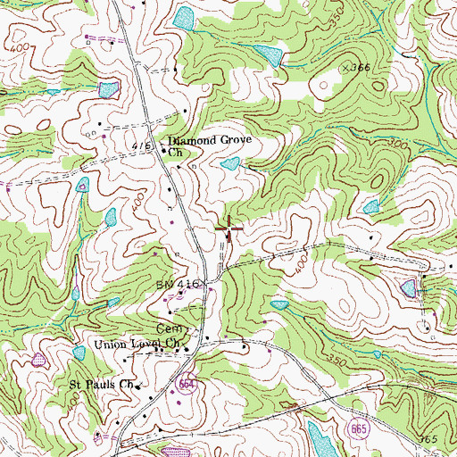 Topographic Map of Saint Paul Church (historical), VA