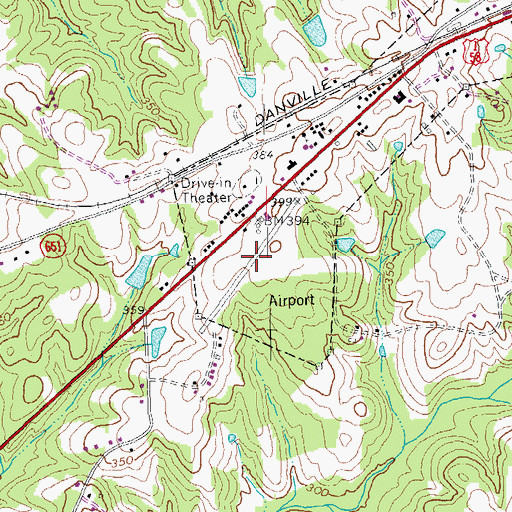 Topographic Map of South Hill Airfield (historical), VA