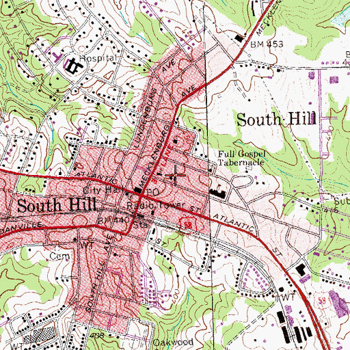Topographic Map of Southside Community Interdenominational Church, VA