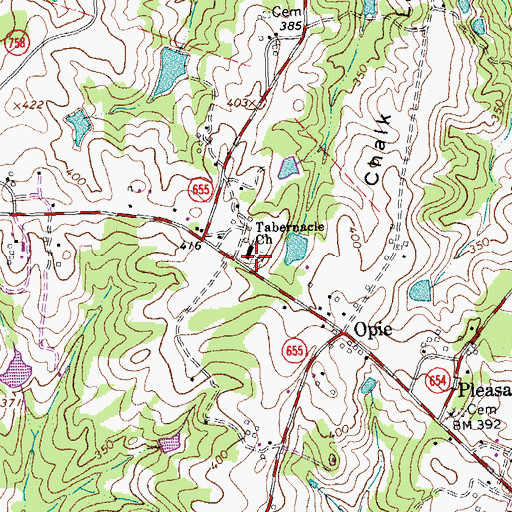 Topographic Map of Tabernacle Cemetery, VA