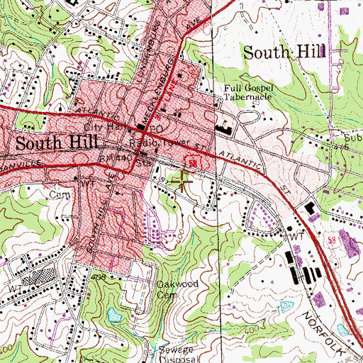 Topographic Map of Town Park, VA