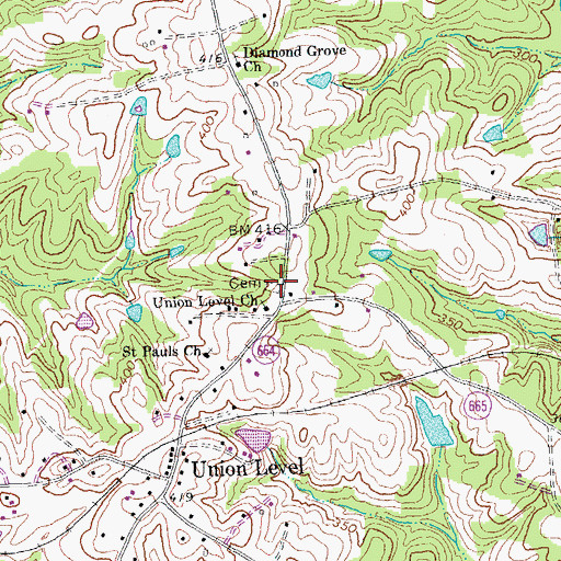 Topographic Map of Union Level Cemetery, VA