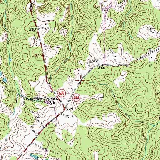 Topographic Map of Whittles Grove School (historical), VA