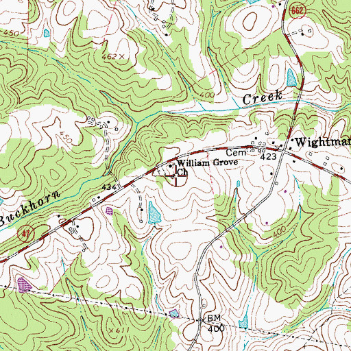 Topographic Map of Wightman School (historical), VA