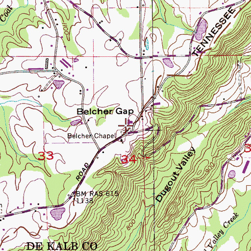 Topographic Map of Belcher Chapel, AL