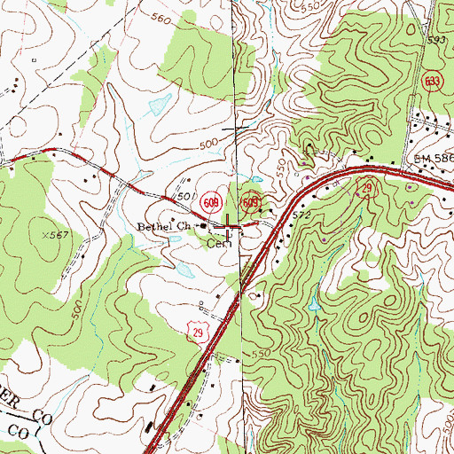 Topographic Map of Bethel Baptist Church Cemetery, VA
