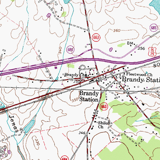 Topographic Map of Brandy Station Post Office, VA