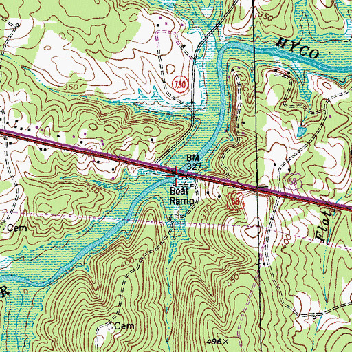 Topographic Map of Hyco Landing, VA