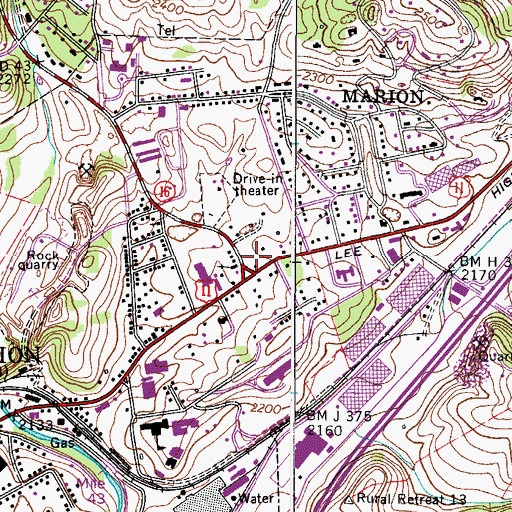 Topographic Map of Smyth Valley Shopping Center, VA
