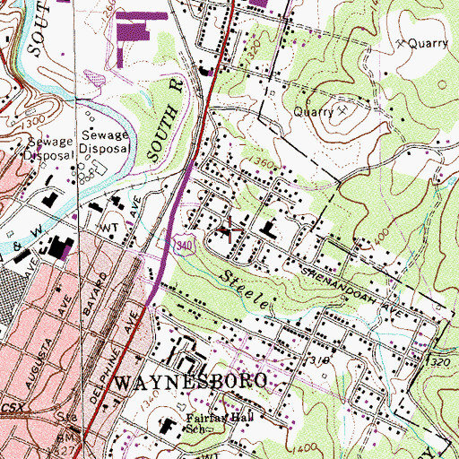 Topographic Map of Shenandoah Heights Baptist Church, VA