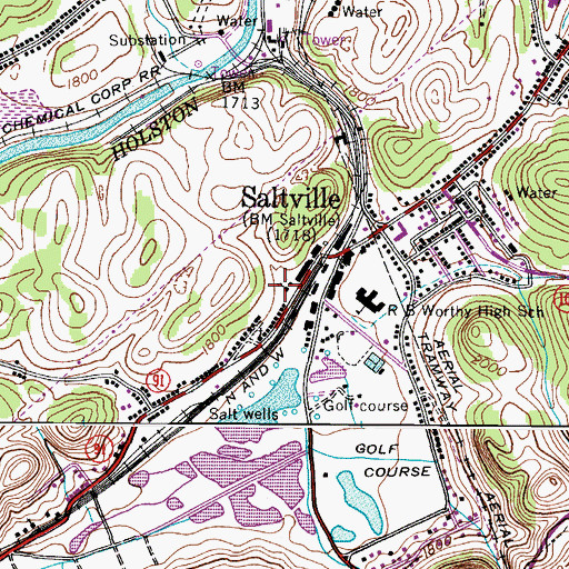 Topographic Map of Madam Russell Memorial United Methodist Church, VA