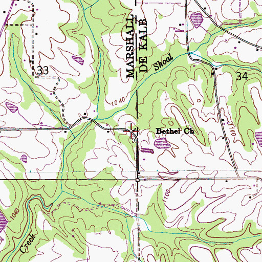 Topographic Map of Bethel Church, AL