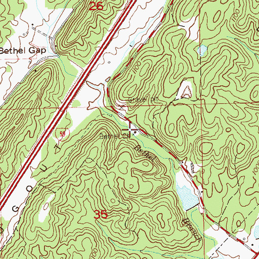 Topographic Map of Bethel Church, AL