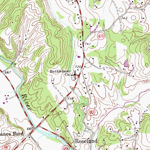 Topographic Map of Bethlehem Cemetery, VA