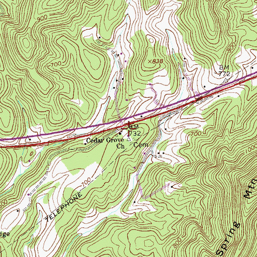 Topographic Map of Cedar Grove School (historical), VA